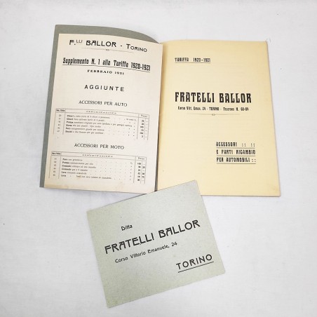 Fratelli Ballori Accessori e ricambi auto listino prezzi 1920-1921