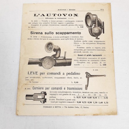 Parte di listino Ferraris & Rotta accessori per l'automobile primi anni 10