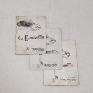 U. De Bonmartini lotto 3 listini pneumatici per auto 1911 1912 e 1914