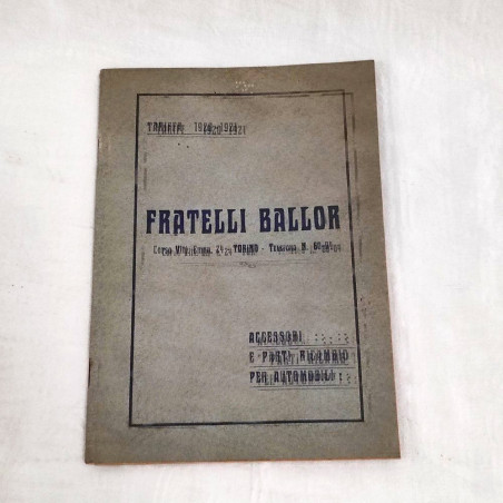 Fratelli Ballori listino prezzi 1920 1921 Accessori parti di ricambio automobili