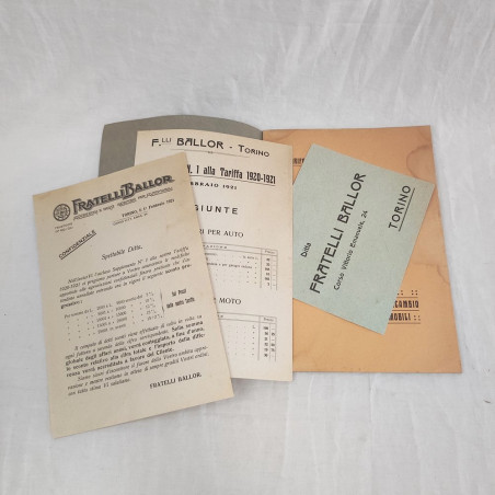 Fratelli Ballori listino prezzi 1920 1921 Accessori parti di ricambio automobili