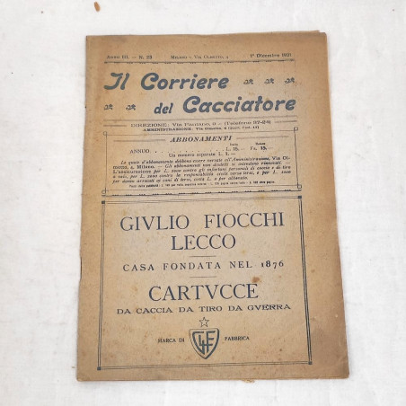 Rivista Il Corriere del Cacciatore 1 dicembre 1921 Anno III n° 23