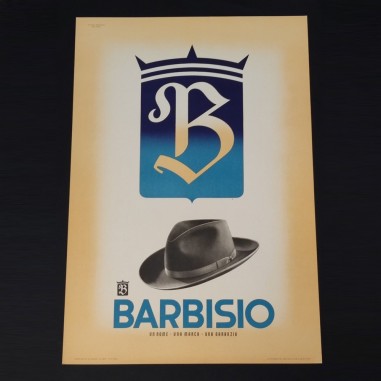 Poster originale cappelli Barbisio cappello e logo con lettera B