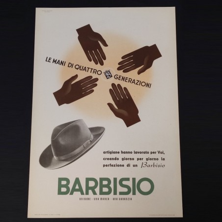 Poster originale cappelli Barbisio "Le quattro generazioni"