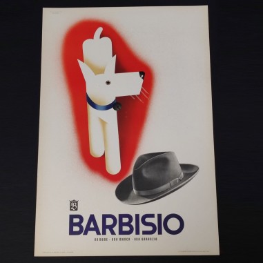 Poster originale cappelli Barbisio cagnolino bianco e cappello