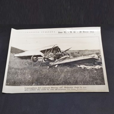 Fotografia originale incidente aereo Capitano Moreno alla Malpensa 30 marzo 1913