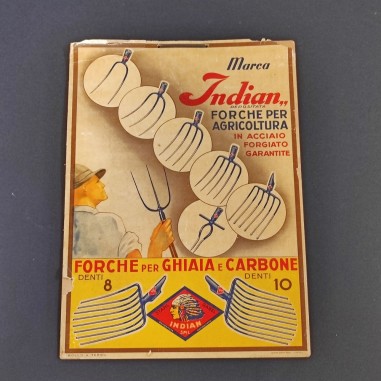 Cartoncino promozionale forche per agricoltura Indian anno 1933 XII