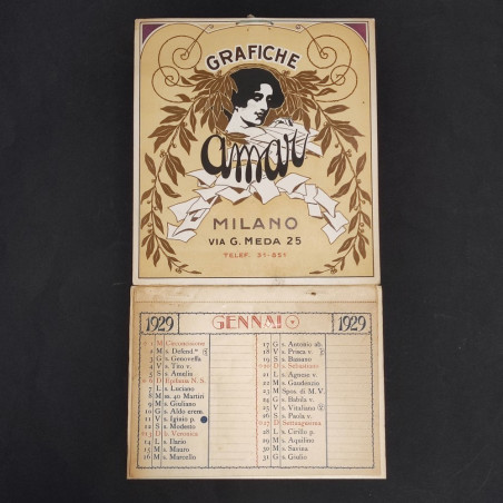 Grafiche Amar Milano calendario 1929 nuovo