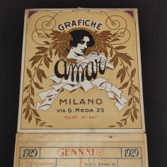 Grafiche Amar Milano calendario 1929 nuovo 2
