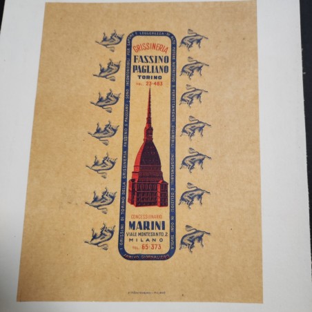 Grissineria Fassino Pagliano Torino mini poster storico telato