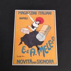 Riproduzione anni 70 mini poster Magazzini Napoli E e A MELE novità per signora