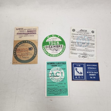 Lotto di contrassegni automobilistici e tessere ACI Dr. Gallo Salerno anni 60