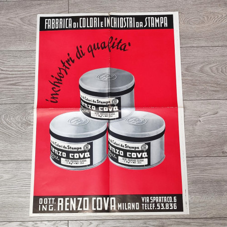 Manifesto fabbrica colori e inchiostri da stampa Dott. Renzo Cova Milano 1949