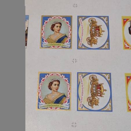 Foglio stampa confezioni cerini Souvenir coronation June 2 1953