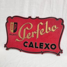Piccola targa in cartone Perfebo Calexo O.P. Milano rossa e nera 2