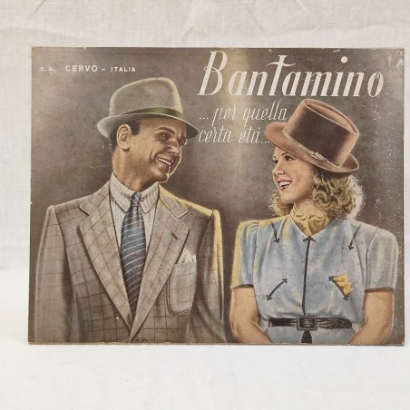 Poster rigido cappelli Bantamino S.A. Cervo Italia anni 50