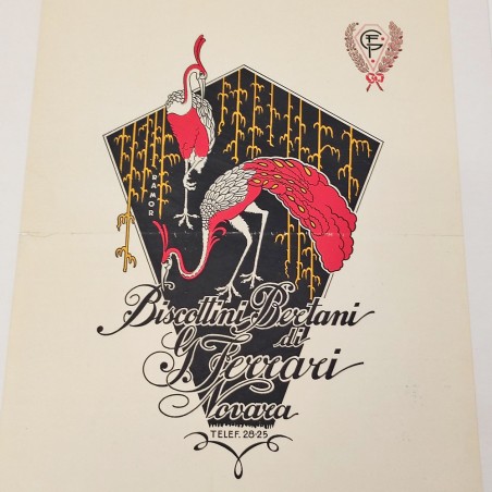 Poster originale Biscottini Bertani di Ferrari Novara anni 20