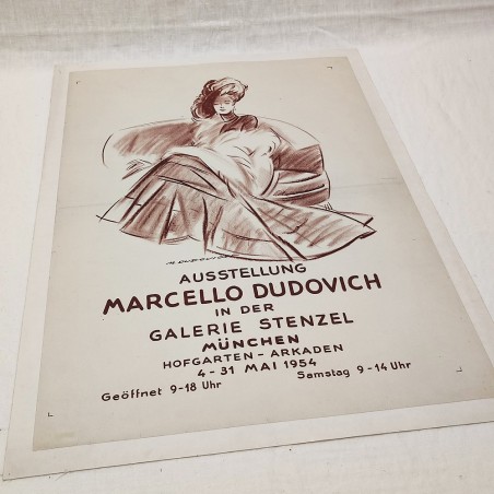 Marcello Dudovich poster con signora vestita alla moda Galerie Stenzel Munchen
