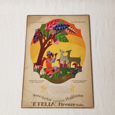 Cartello vetrina originale Società Anonima Etelia Firenze Erberto Carboni 1925