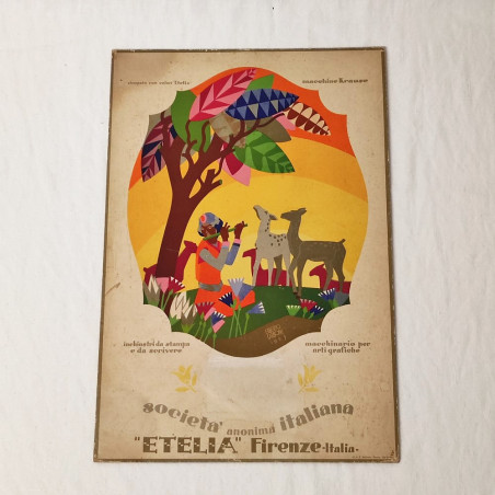 Cartello vetrina originale Società Anonima Etelia Firenze Erberto Carboni 1925