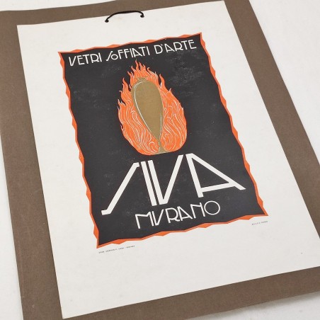 Poster locandina Vetri Soffiati d'Arte SIVA Murano - Giovanni Guerini 1928