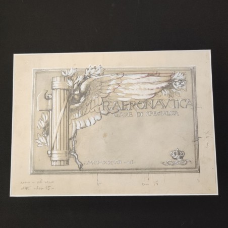 Bozzetto originale per diploma Gare di specialità Aeronautica anno 1928