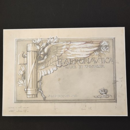 Bozzetto originale per diploma Gare di specialità Aeronautica anno 1928