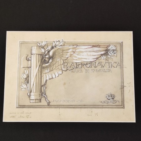Bozzetto originale per diploma Gare di specialità Aeronautica anno 1928
