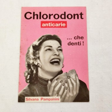 Cartolina CHLORODONT anticarie Silvana Pampanini anno 1954
