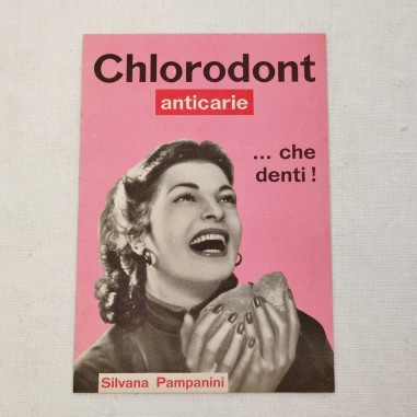 Cartolina CHLORODONT anticarie Silvana Pampanini 1954