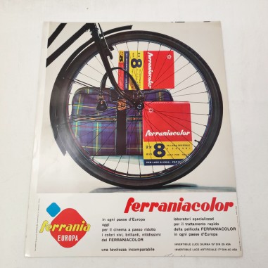 Poster pubblicitario FERRANIA Ferrania color testo in italiano anno 1962
