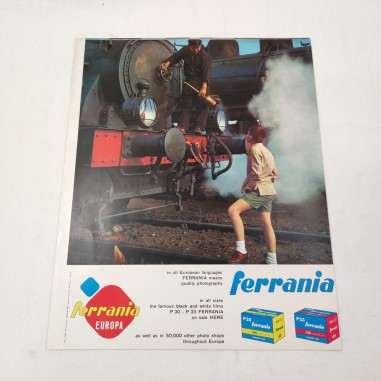 Poster pubblicitario FERRANIA Ferrania color testo in inglese anno 1962