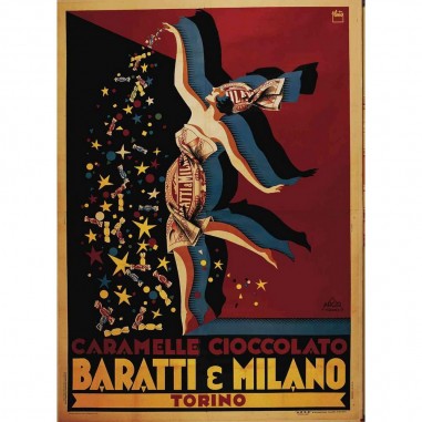 Caramelle Cioccolato Baratti & Milano stampa litografica