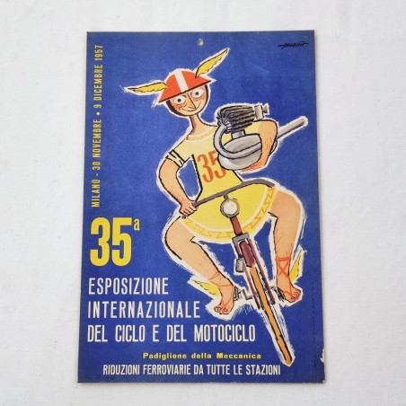 Locandina 35° esposizione internazionale ciclo e motociclo Milano 1957