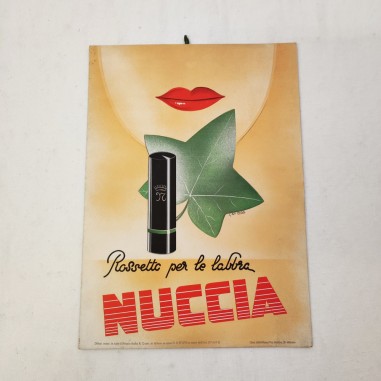 Cartello vetrina Rossetto per labbra NUCCIA anno 1937
