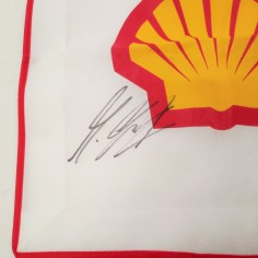MICHAEL SCHUMACHER autografo su busta in tessuto sintetico sponsor SHELL 2