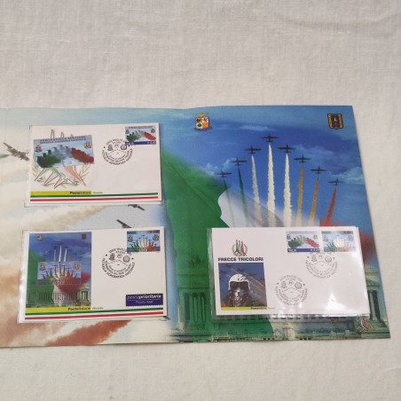 Due Folder filatelici francobolli Pionieri Aviazione pattuglia acrobatica