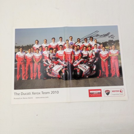 Coppia poster moto DUCATI anno 2010 con autografo Michel Fabrizio