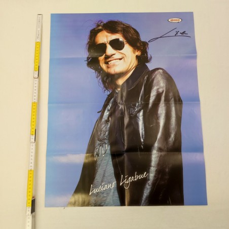 LUCIANO LIGABUE autografo originale su poster 47x61 al retro Marco Mengoni