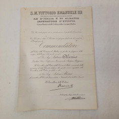 Antonio Alessio Attestato di Commendatore Direttore Officine Reggiane Alfa Romeo
