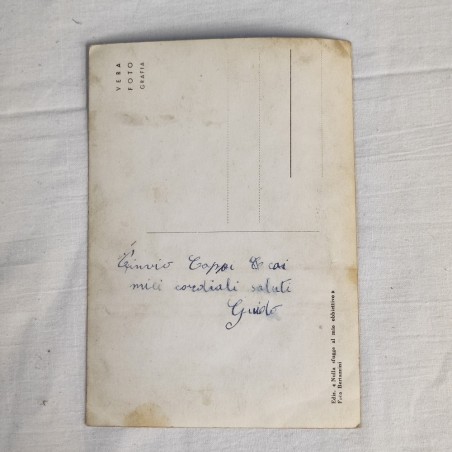 Foto cartolina pubblicitaria FAUSTO COPPI Cicli Bianchi con autografo originale