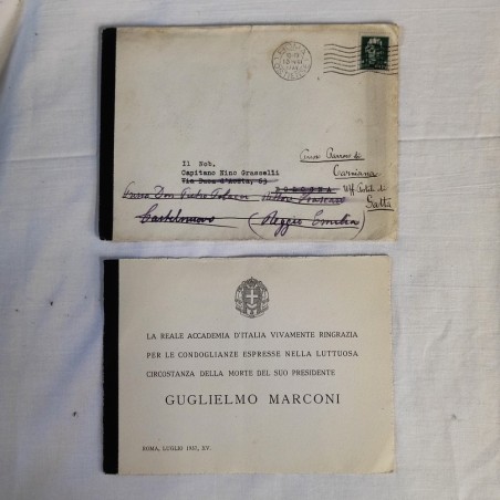 Lettera di ringraziamento condoglianze per Guglielmo MARCONI