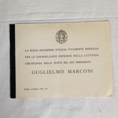 Lettera di ringraziamento condoglianze per Guglielmo MARCONI