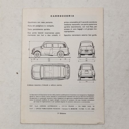 Supplemento al libretto uso manutenzione Autobianchi Bianchina Giardiniera