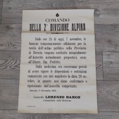 Manifesto Comando 2° divisione Alpina 1922