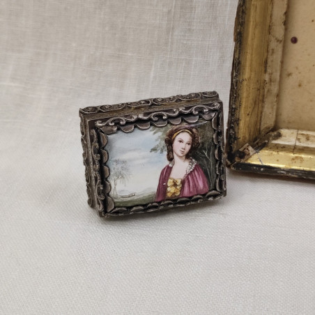 Quadretto Santa Caterina per Taffini di Acceglio e scatolina in argento e smalti