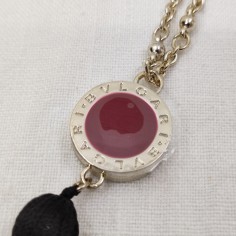 BULGARI portachiavi con nappina nera e catena nuovo 2