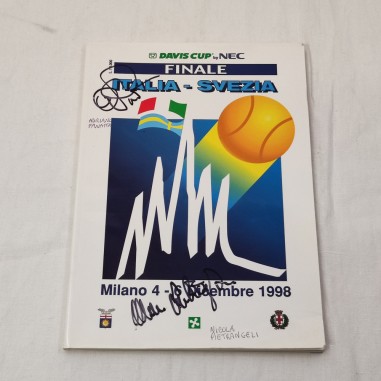 Rivista programma TENNIS FINALE ITALIA SVEZIA 1998 con autografi