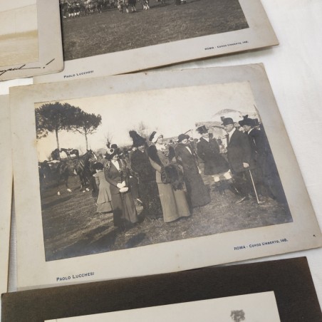 Lotto di 16 foto originali caccia alla volpe e cavalli primi anni del 900