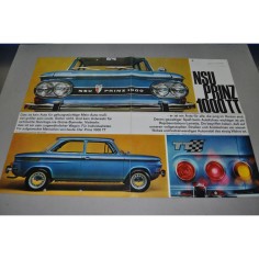 PROSPEKT DEPLIANT BROCHURE NSU PRINZ 1000 TT GERMAN 4 PAGES - HOLES 2